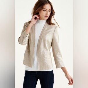 NWT Long Tall Sally Shimmer Linen Viscose Khaki Stone Blazer Jacket Size 16​​​